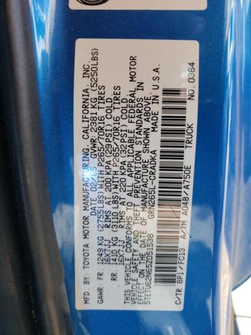 5TETU62N65Z051538 - 2005 TOYOTA TACOMA PRERUNNER ACCESS CAB BLUE photo 12