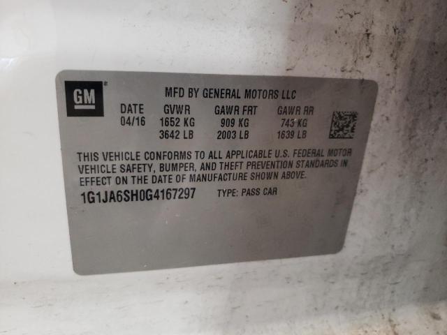 1G1JA6SH0G4167297 - 2016 CHEVROLET SONIC LS 白色 照片 12