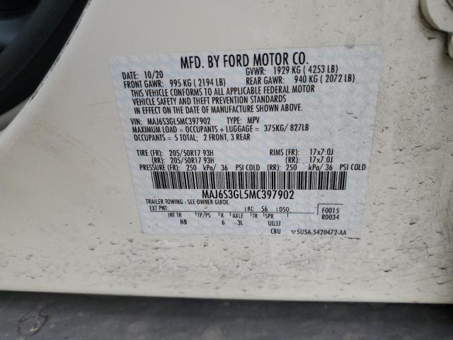 MAJ6S3GL5MC397902 - 2021 FORD ECOSPORT SE თეთრი ფოტო 13