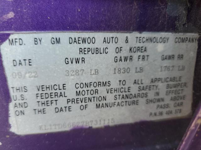 KL1TD66627B731115 - 2007 CHEVROLET AVEO BASE Tünd qırmızı foto 12