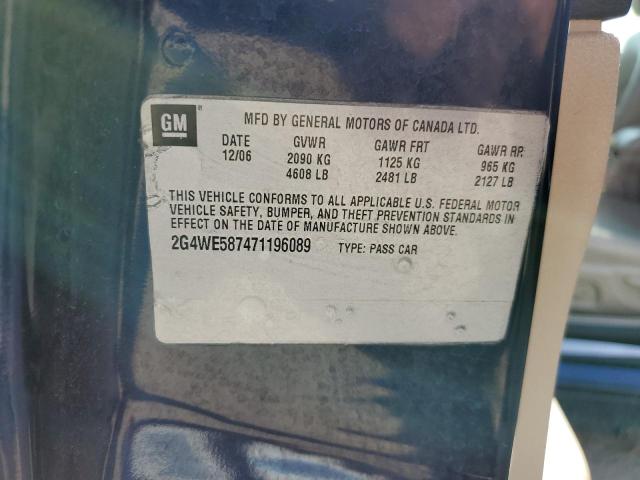 2G4WE587471196089 - 2007 BUICK LACROSSE CXS BLUE photo 12