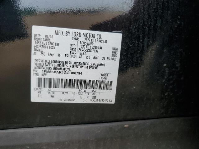 1FM5K8AR1GGB88794 - 2016 FORD EXPLORER POLICE INTERCEPTOR BLACK photo 12