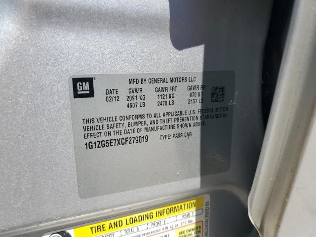 1G1ZG5E7XCF279019 - 2012 CHEVROLET MALIBU LTZ ვერცხლისფერი ფოტო 12