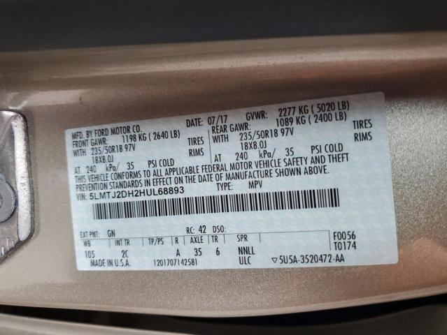 5LMTJ2DH2HUL68893 - 2017 LINCOLN MKC SELECT 棕色 照片 12