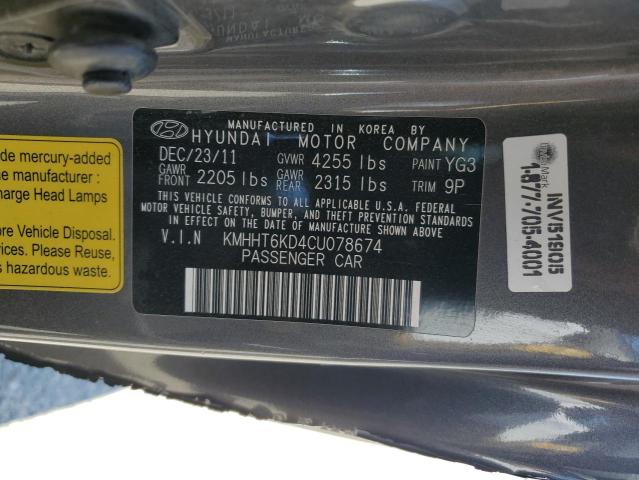 KMHHT6KD4CU078674 - 2012 HYUNDAI GENESIS CO 2.0T GRAY photo 12