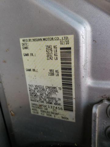 1N4AL2AP1AC137456 - 2010 NISSAN ALTIMA BASE SILVER photo 10