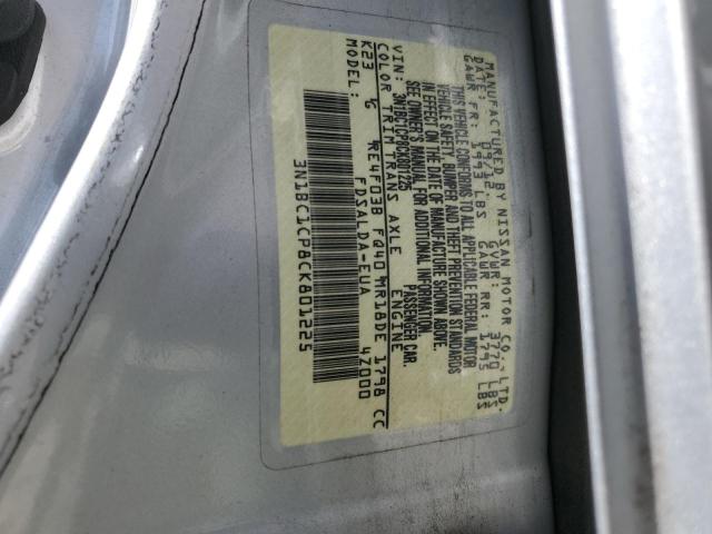 3N1BC1CP8CK801225 - 2012 NISSAN VERSA S SILVER photo 12