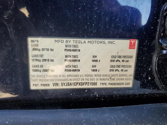 5YJSA1CPXDFP21566 - 2013 TESLA MODEL S BLUE photo 12