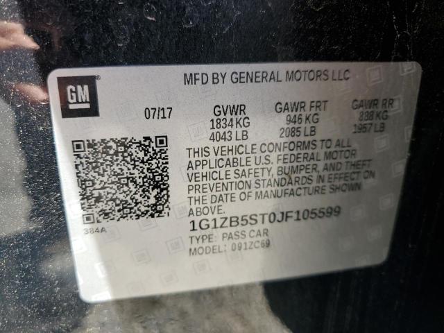 1G1ZB5ST0JF105599 - 2018 CHEVROLET MALIBU LS შავი ფოტო 12