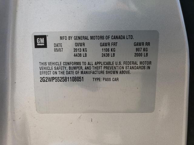 2G2WP552581108051 - 2008 PONTIAC GRAND PRIX 银色 照片 12