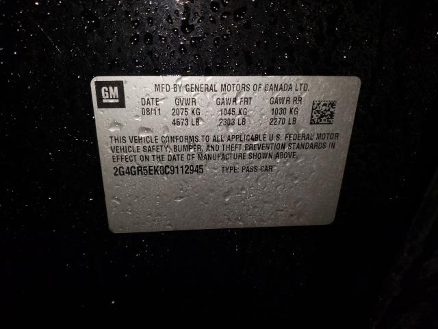 2G4GR5EK0C9112945 - 2012 BUICK REGAL 黑色 照片 10