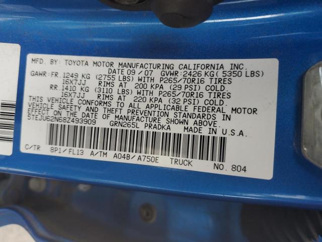 5TEJU62N68Z493909 - 2008 TOYOTA TACOMA DOUBLE CAB PRERUNNER BLUE photo 12