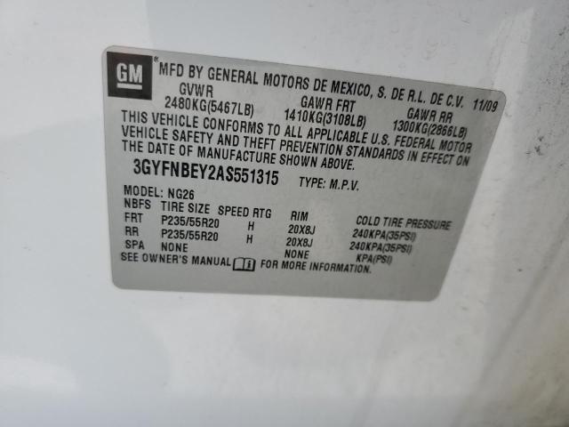 3GYFNBEY2AS551315 - 2010 CADILLAC SRX PERFORMANCE COLLECTION Biały zdjęcie 13