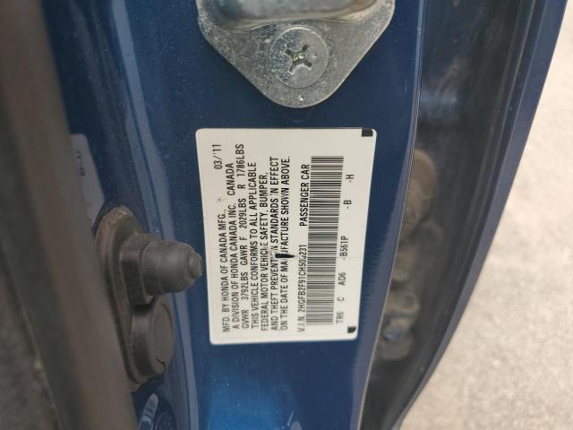 2HGFB2F91CH505231 - 2012 HONDA CIVIC EXL BLUE photo 12