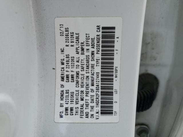 1HGCR2F38DA127449 - 2013 HONDA ACCORD LX WHITE photo 12