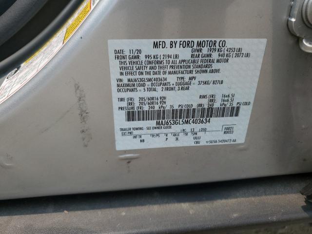 MAJ6S3GL5MC403634 - 2021 FORD ECOSPORT SE 银色 照片 12