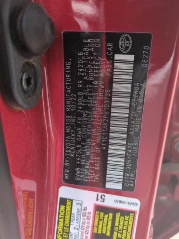 4T1C11AK2PU103726 - 2023 TOYOTA CAMRY LE წითელი ფოტო 13