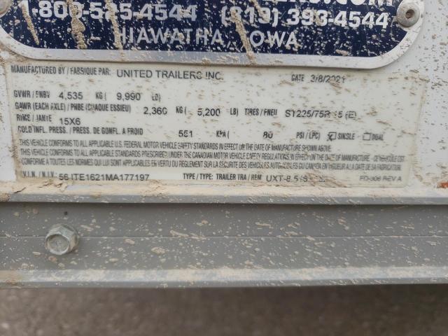 56JTE1621MA177197 - 2021 UTILITY TRAILER Weiß Foto 10