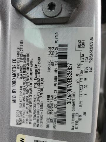 3FA6P0H70ER326837 - 2014 FORD FUSION SE SILVER photo 12