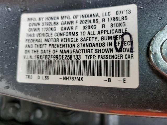 19XFB2F99DE258133 - 2013 HONDA CIVIC EXL ნაცრისფერი ფოტო 13