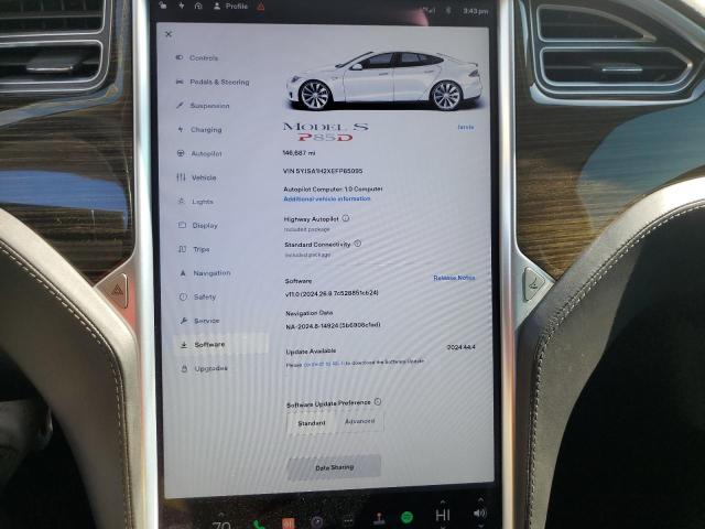 5YJSA1H2XEFP65095 - 2014 TESLA MODEL S WHITE photo 9