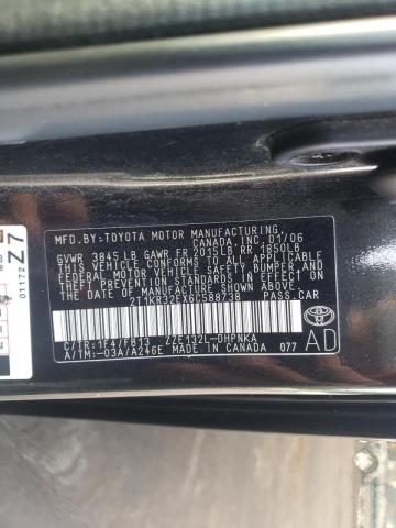 2T1KR32EX6C588738 - 2006 TOYOTA COROLLA MA XR CHARCOAL photo 10