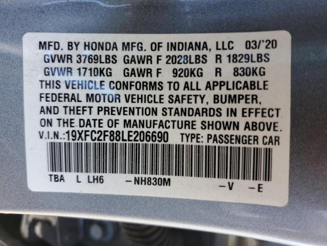 19XFC2F88LE206690 - 2020 HONDA CIVIC SPORT 银色 照片 12