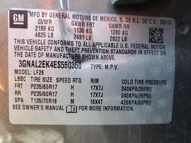 3GNAL2EK4ES550360 - 2014 CHEVROLET CAPTIVA LS Қоңыр фото 13