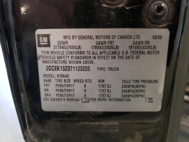 2GCEK13Z871123205 - 2007 CHEVROLET SILVERADO K1500 CLASSIC CREW CAB BLACK photo 12