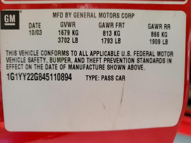 1G1YY22G845110894 - 2004 CHEVROLET CORVETTE RED photo 13