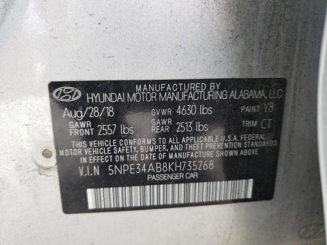 5NPE34AB8KH735268 - 2019 HYUNDAI SONATA LIMITED TURBO SILVER photo 12