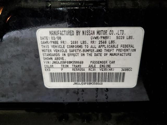 JNKAJ09F68M358649 - 2008 INFINITI EX35 BASE Սև լուսանկար 12