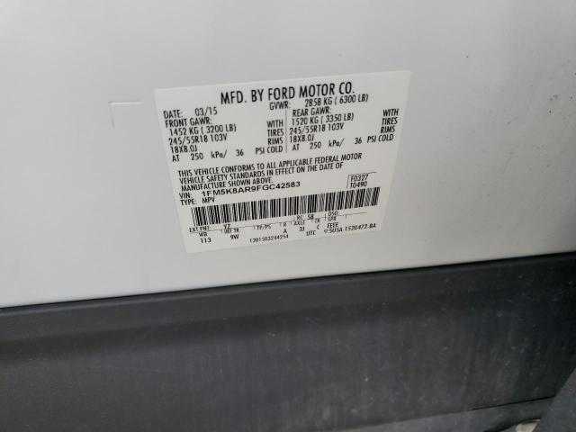 1FM5K8AR9FGC42583 - 2015 FORD EXPLORER POLICE INTERCEPTOR 白色 照片 13