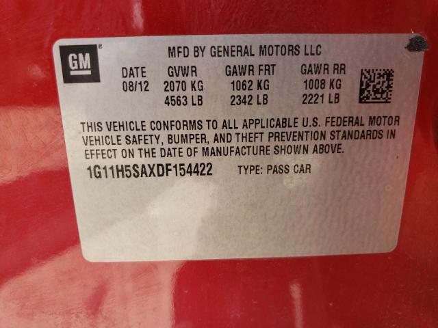 1G11H5SAXDF154422 - 2013 CHEVROLET MALIBU LTZ ბურგუნდია ფოტო 12