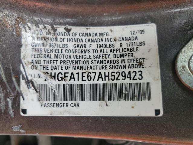 2HGFA1E67AH529423 - 2010 HONDA CIVIC LX-S 灰色 照片 13