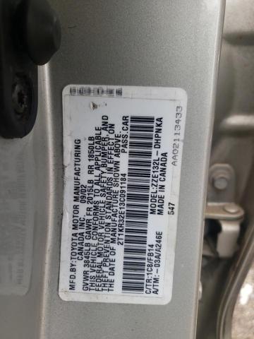 2T1KR32E13C091184 - 2003 TOYOTA COROLLA XR 银色 照片 12