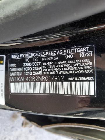 W1KAF4GB2NR017912 - 2022 MERCEDES-BENZ C 300 BLACK photo 12