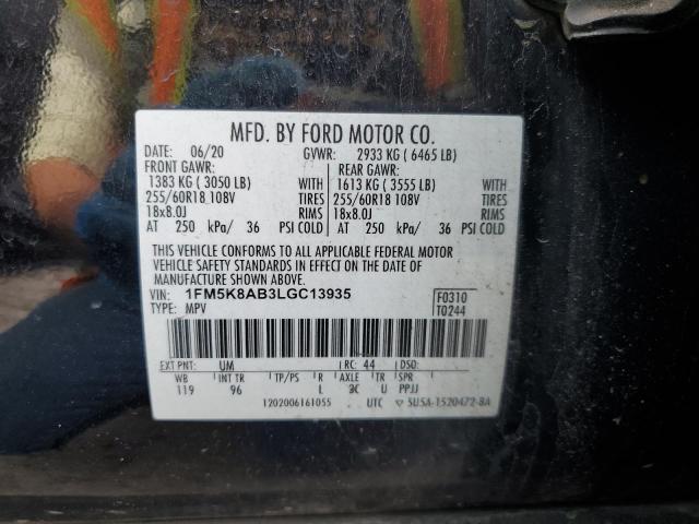 1FM5K8AB3LGC13935 - 2020 FORD EXPLORER POLICE INTERCEPTOR 黑色 照片 14