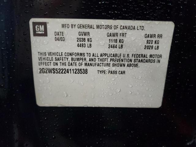2G2WS522241123538 - 2004 PONTIAC GRAND PRIX GT2 BLACK photo 12