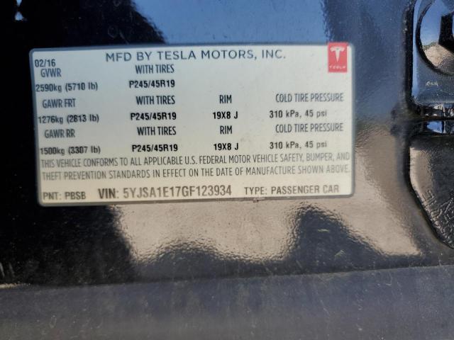 5YJSA1E17GF123934 - 2016 TESLA MODEL S 黑色 照片 12