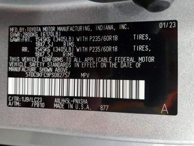 5TDCSKFC9PS082757 - 2023 TOYOTA SIENNA XSE SILVER photo 13