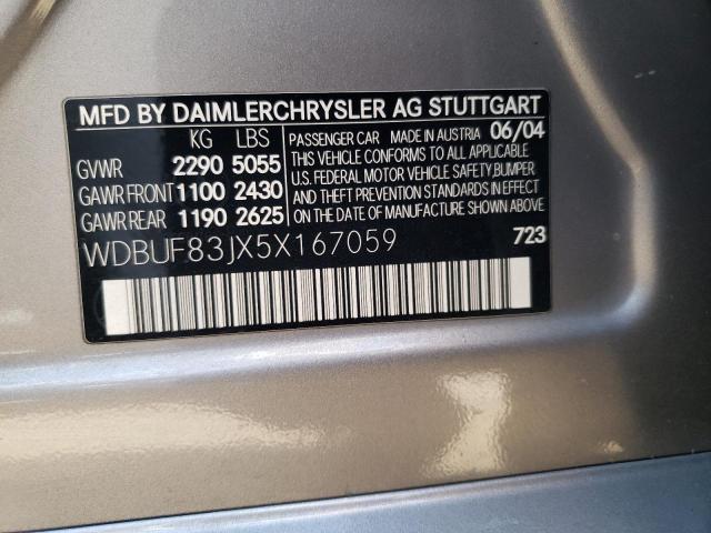 WDBUF83JX5X167059 - 2005 MERCEDES-BENZ E 500 4MATIC SILVER photo 12