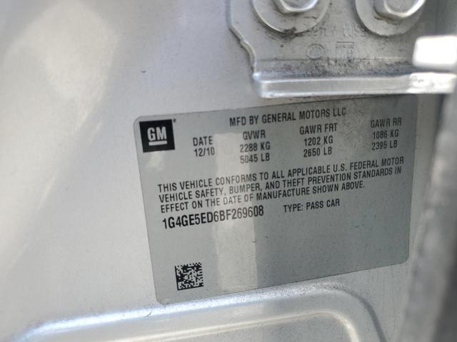 1G4GE5ED6BF269608 - 2011 BUICK LACROSSE CXS SILVER photo 12