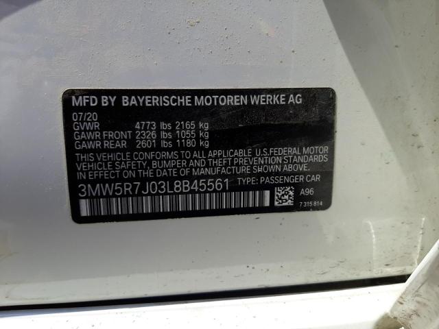 3MW5R7J03L8B45561 - 2020 BMW 330XI თეთრი ფოტო 10