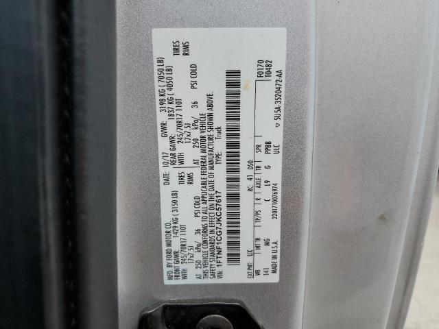 1FTNF1CG7JKC57617 - 2018 FORD F150 SILVER photo 12