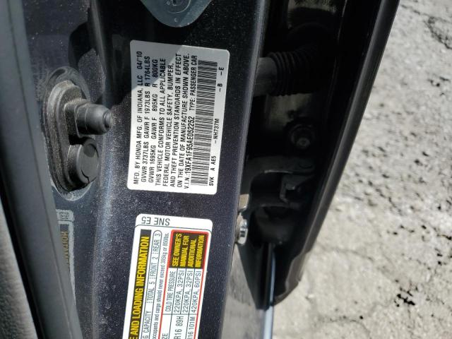 19XFA1F95AE052252 - 2010 HONDA CIVIC EXL ნაცრისფერი ფოტო 12