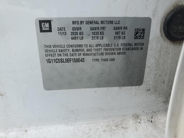 1G11C5SL0EF158643 - 2014 CHEVROLET MALIBU 1LT WHITE photo 12