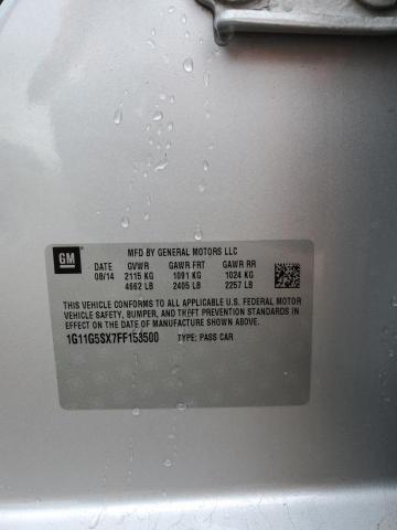 1G11G5SX7FF153500 - 2015 CHEVROLET MALIBU LTZ SILVER photo 12