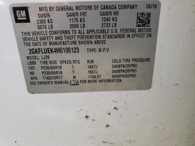 2GKFLUEK4H6106123 - 2017 GMC TERRAIN SLT WHITE photo 13