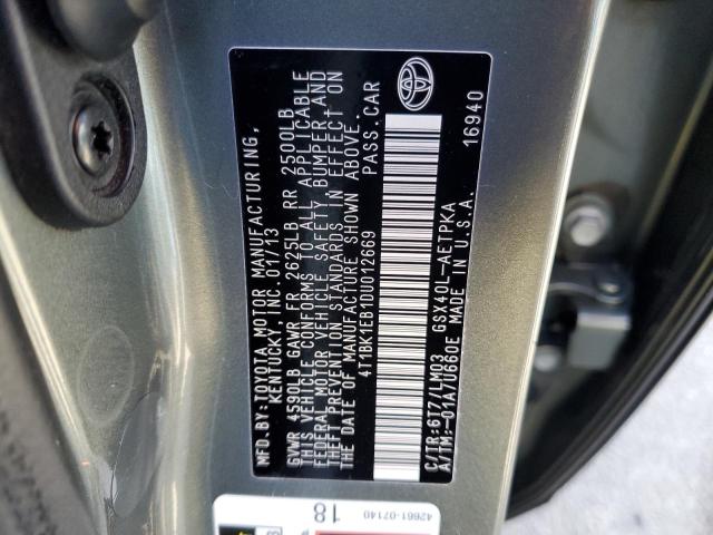 4T1BK1EB1DU012669 - 2013 TOYOTA AVALON BASE 灰色 照片 12